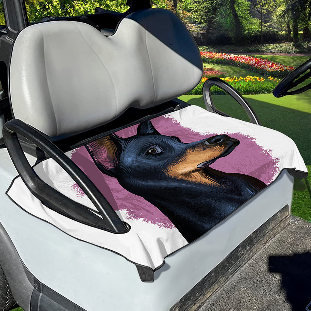 Dobermann Portrait Print Golf Cart Seat Cover