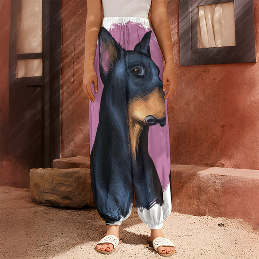Dobermann Portrait Print Harem Pants