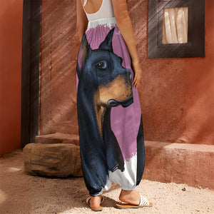 Dobermann Portrait Print Harem Pants