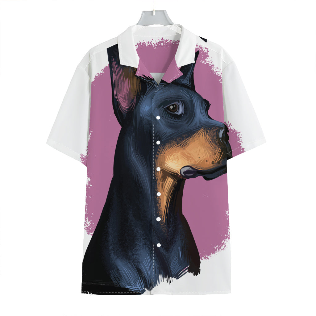 Dobermann Portrait Print Hawaiian Shirt