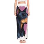 Dobermann Portrait Print High Slit Maxi Skirt