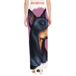 Dobermann Portrait Print High Slit Maxi Skirt