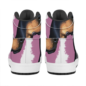 Dobermann Portrait Print High Top Leather Sneakers