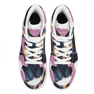 Dobermann Portrait Print High Top Leather Sneakers