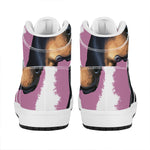 Dobermann Portrait Print High Top Leather Sneakers