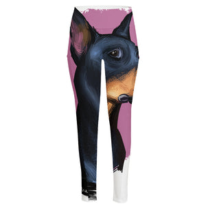 Dobermann Portrait Print High-Waisted Pocket Leggings