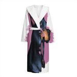 Dobermann Portrait Print Hooded Bathrobe