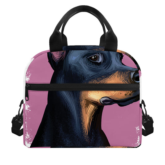 Dobermann Portrait Print Insulated Lunch Bag