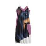 Dobermann Portrait Print Jersey Midi Cami Dress