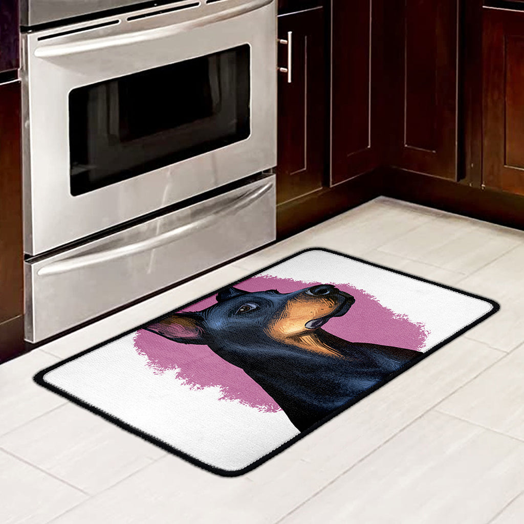 Dobermann Portrait Print Kitchen Mat