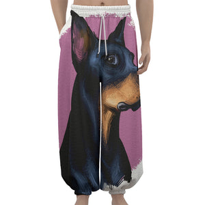 Dobermann Portrait Print Lantern Pants