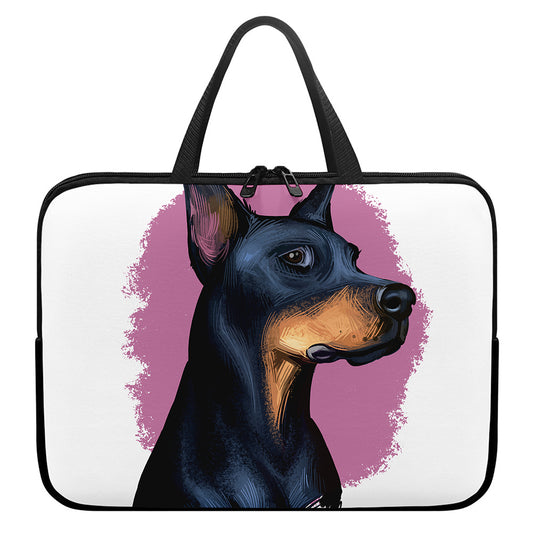 Dobermann Portrait Print Laptop Sleeve With Handle