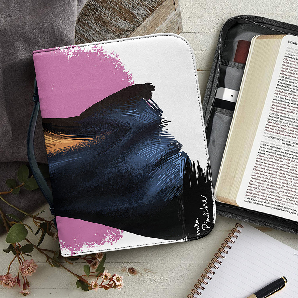 Dobermann Portrait Print Leather Bible Cover