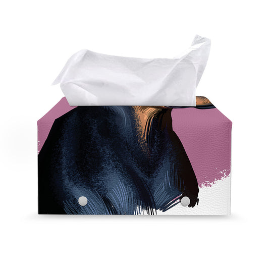 Dobermann Portrait Print Leather Tissue Box Cover