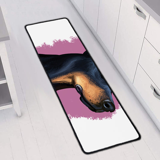 Dobermann Portrait Print Long Kitchen Mat