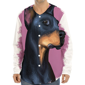 Dobermann Portrait Print Long Sleeve Baseball Jersey