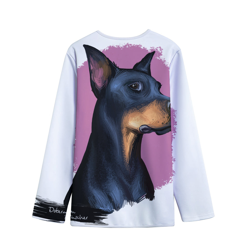 Dobermann Portrait Print Long Sleeve Short Coat