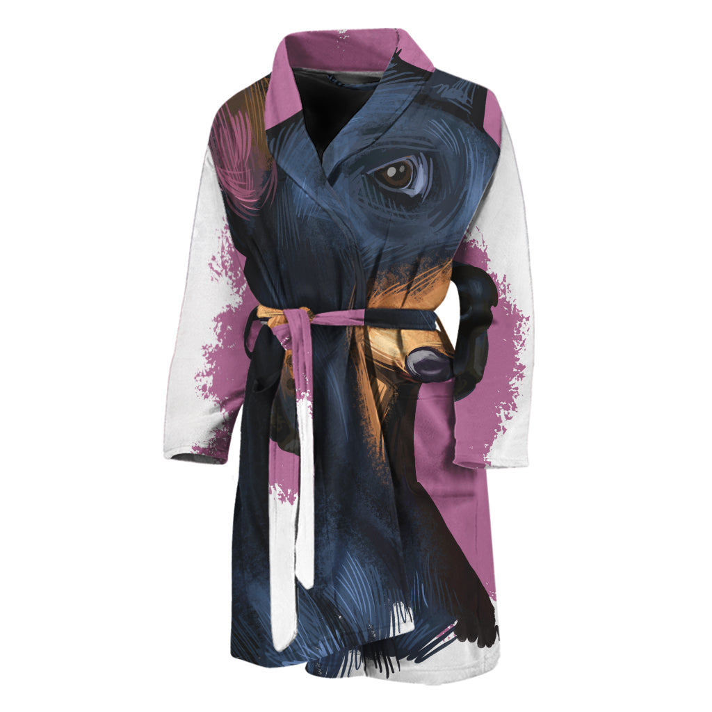 Dobermann Portrait Print Men's Bathrobe