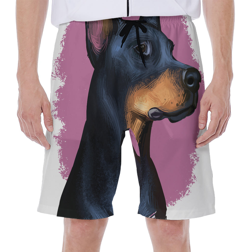 Dobermann Portrait Print Men's Beach Shorts