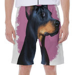 Dobermann Portrait Print Men's Beach Shorts