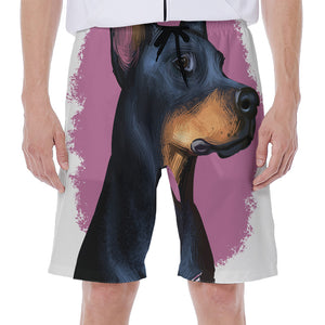 Dobermann Portrait Print Men's Beach Shorts