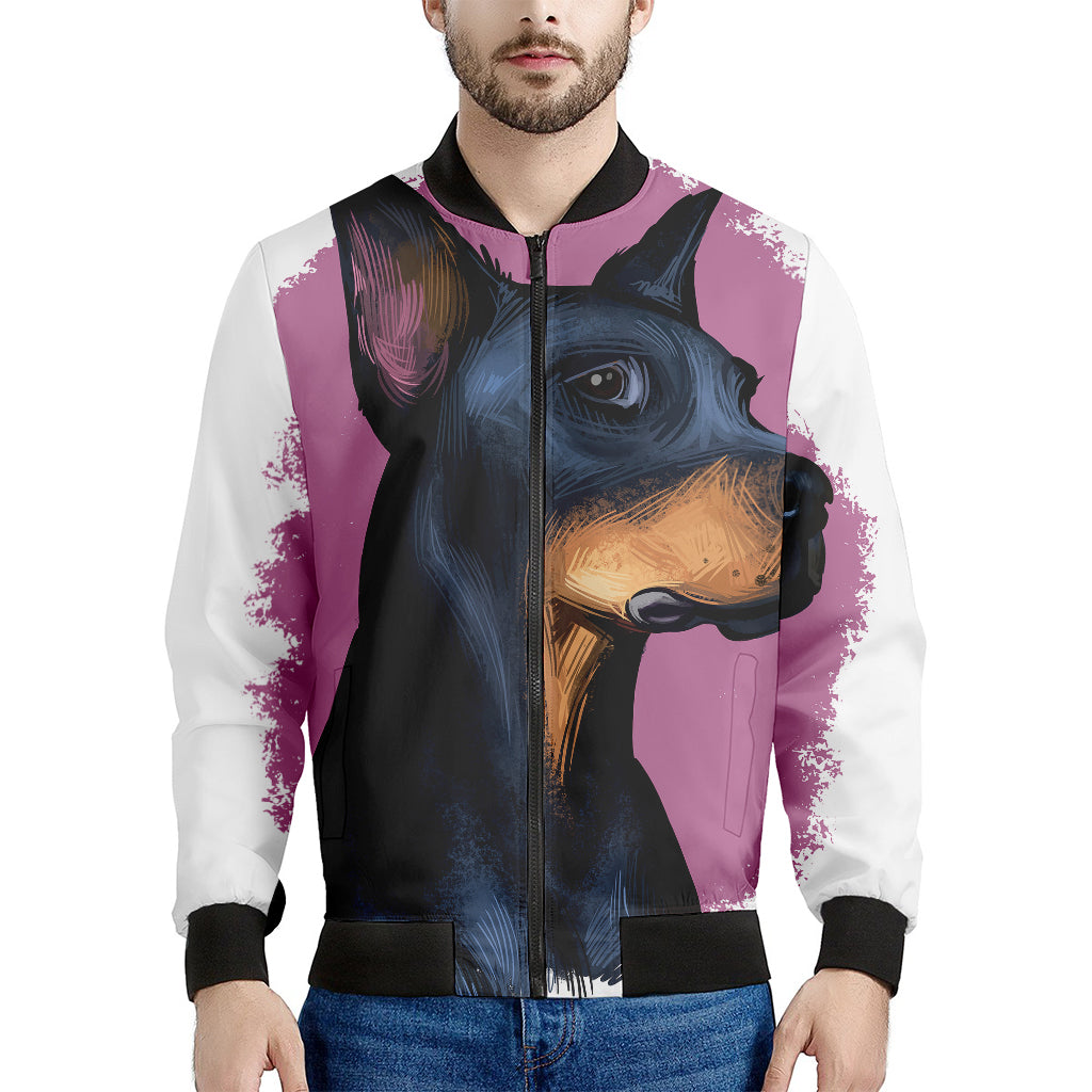 Dobermann Portrait Print Men's Bomber Jacket