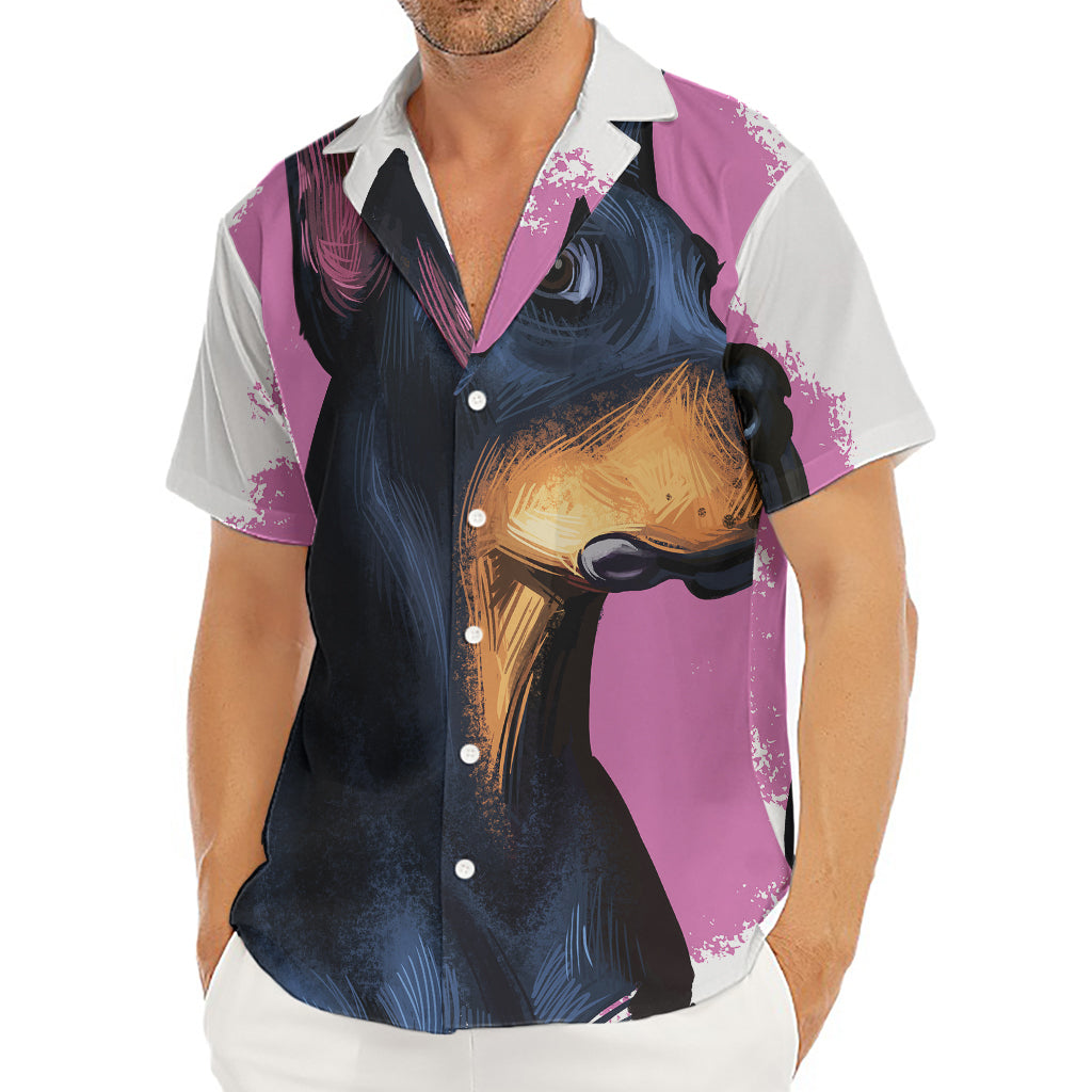 Dobermann Portrait Print Men's Deep V-Neck Shirt