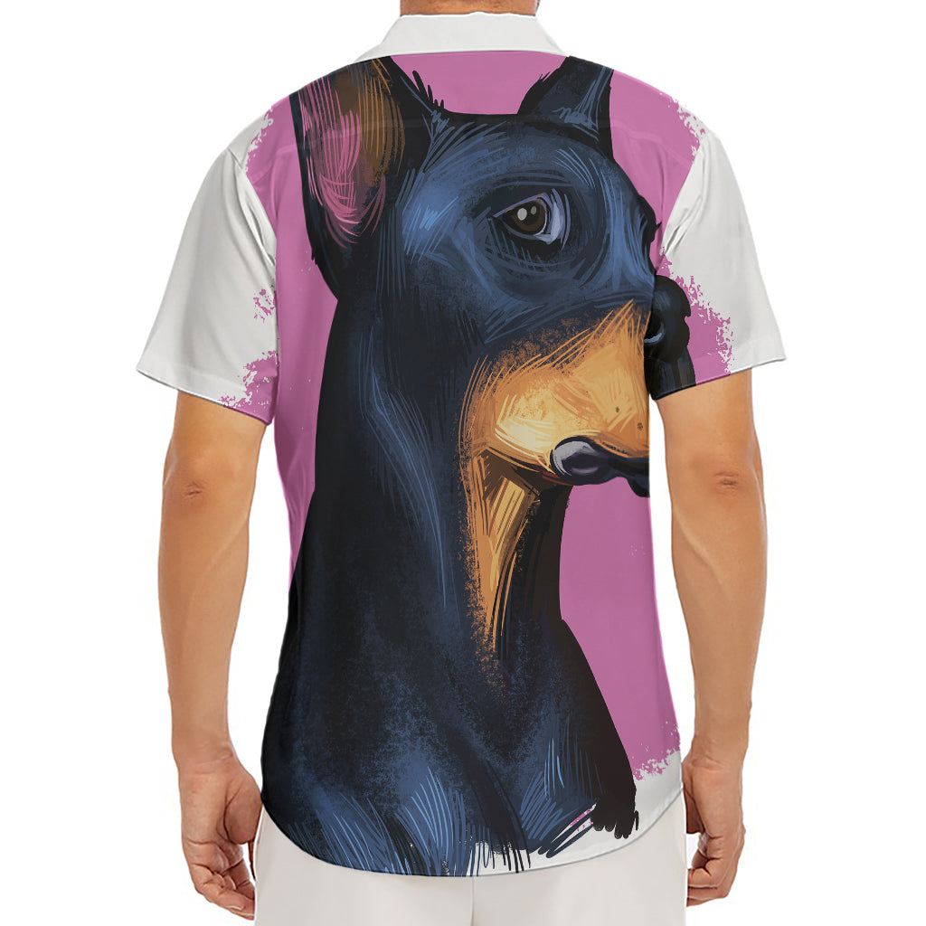 Dobermann Portrait Print Men's Deep V-Neck Shirt