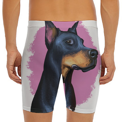 Dobermann Portrait Print Men's Long Boxer Briefs