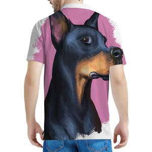 Dobermann Portrait Print Men's Polo Shirt