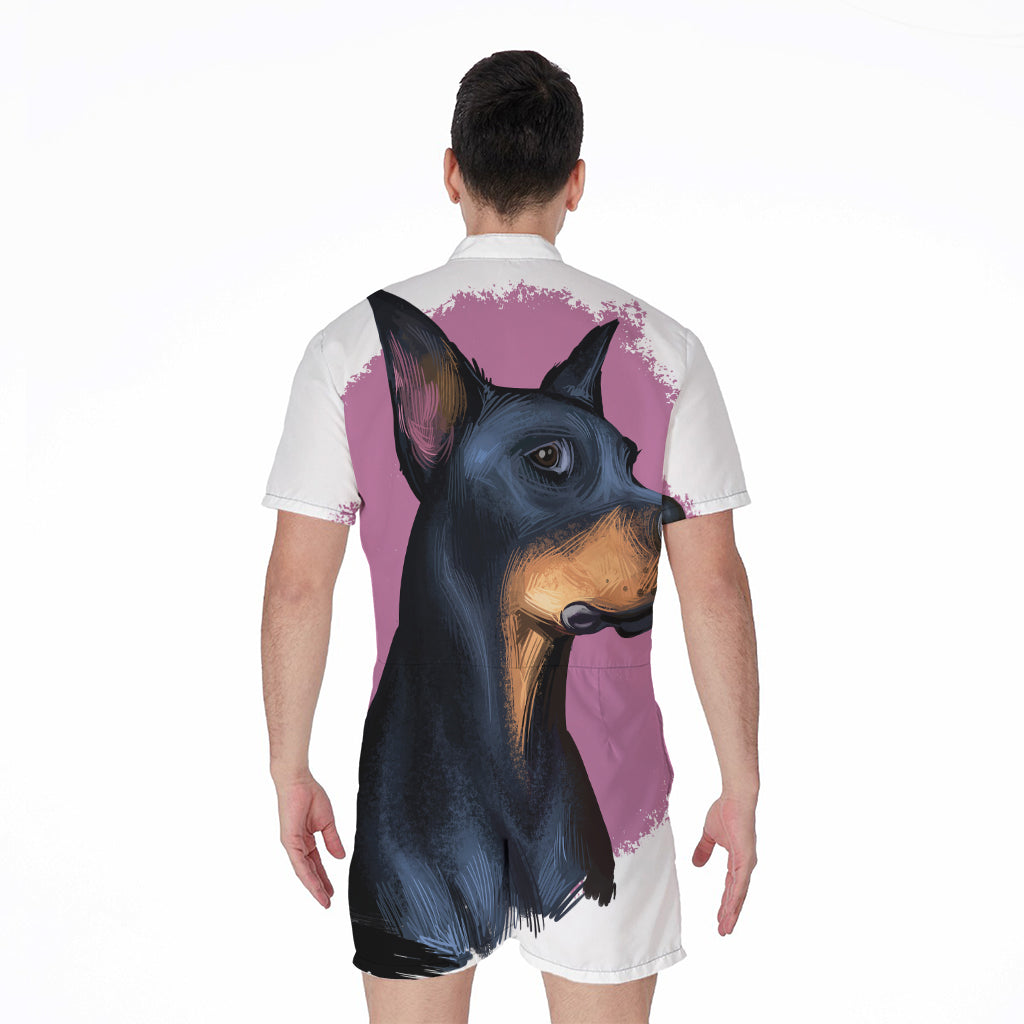 Dobermann Portrait Print Men's Rompers