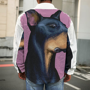 Dobermann Portrait Print Men's Shirt Jacket