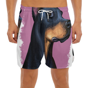 Dobermann Portrait Print Men's Split Running Shorts