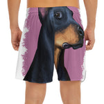 Dobermann Portrait Print Men's Split Running Shorts