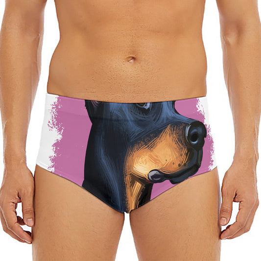 Dobermann Portrait Print Men's Triangle Swim Briefs