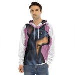 Dobermann Portrait Print Men's Velvet Pullover Hoodie