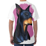 Dobermann Portrait Print Men's Velvet T-Shirt