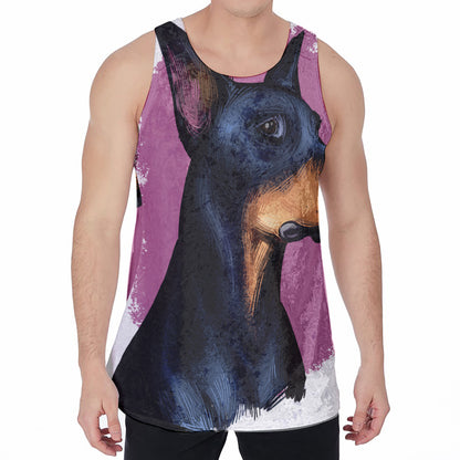 Dobermann Portrait Print Men's Velvet Tank Top