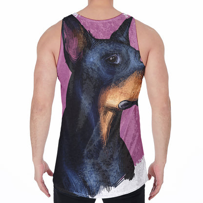 Dobermann Portrait Print Men's Velvet Tank Top