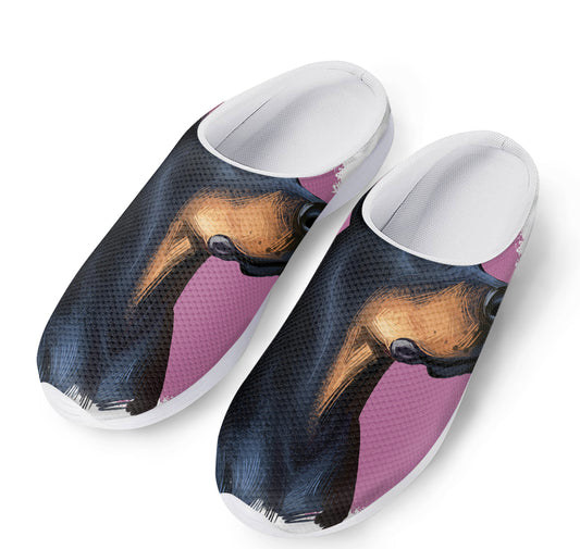 Dobermann Portrait Print Mesh Casual Shoes