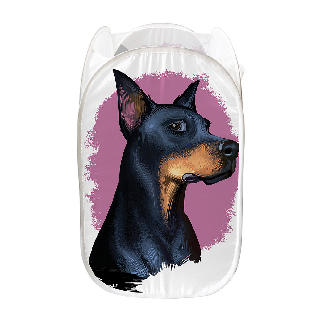Dobermann Portrait Print Mesh Laundry Hamper