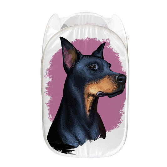 Dobermann Portrait Print Mesh Laundry Hamper