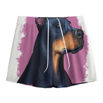 Dobermann Portrait Print Mesh Shorts