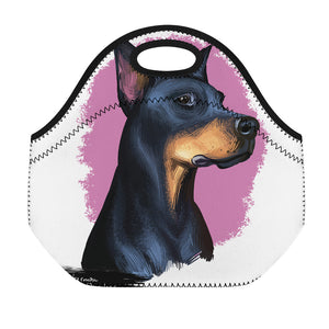 Dobermann Portrait Print Neoprene Lunch Bag