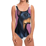 Dobermann Portrait Print One Piece Swimsuit