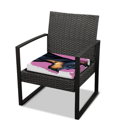 Dobermann Portrait Print Outdoor Seat Cushion Cover