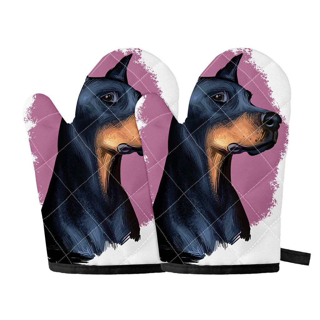 Dobermann Portrait Print Oven Mitts