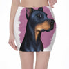 Dobermann Portrait Print Pencil Mini Skirt