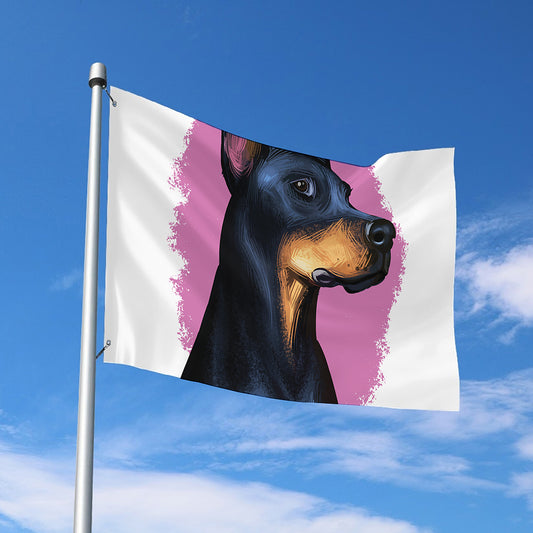 Dobermann Portrait Print Polyester Flag