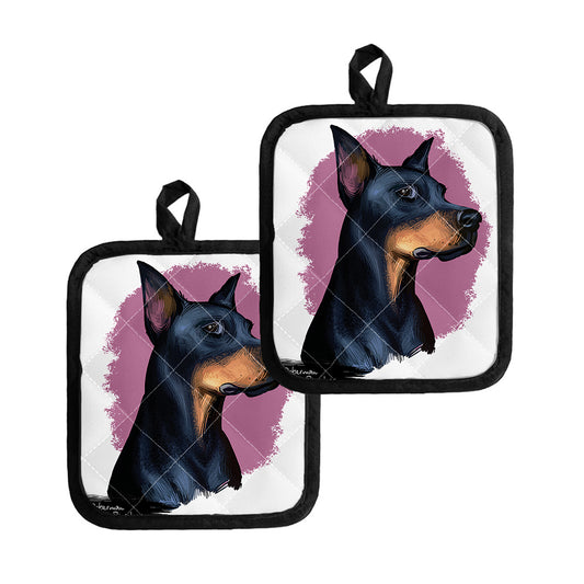Dobermann Portrait Print Pot Holders
